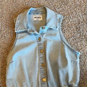 Show Me Your MuMu Light Blue Denim Sleeveless Top